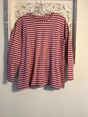 Gudrun Sjoden Pink & Cream Striped Long-Sleeve Tee